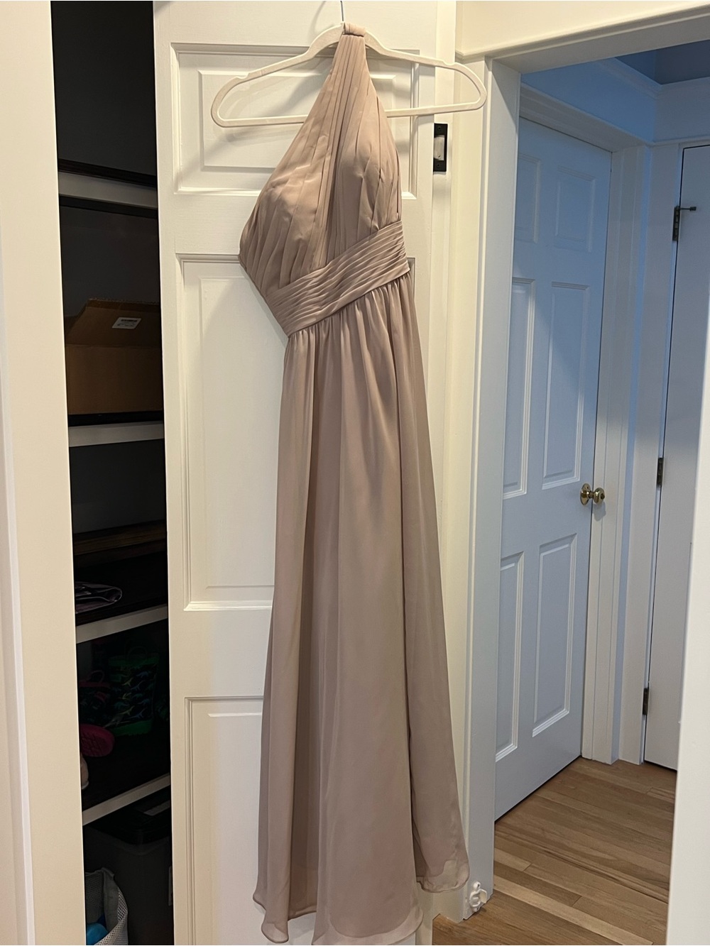 One-Shoulder Taupe Bridesmaid Dress